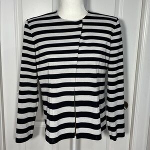 Misook Shimmery Stripe Jacket Knit Cardigan Size XL Asymmetrical  Black